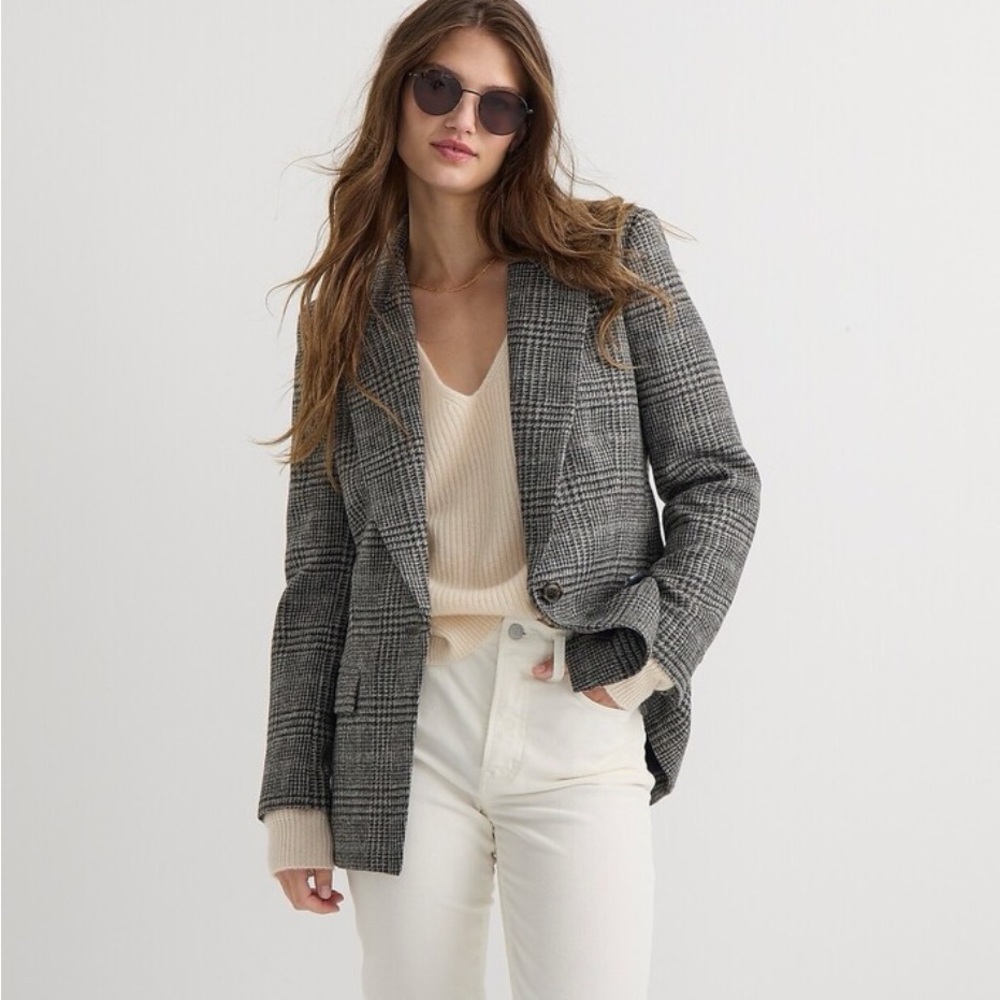J.Crew Willa Blazer in Houndstooth Wool in Petite Size 0.
